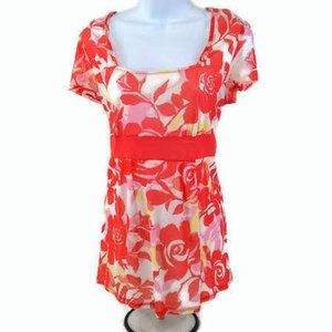 New York Co Floral Women's Short Sleeve Lined Blouse X-Large